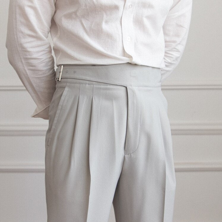 Stylish Loop Detail Trousers for Modern Silhouette, Comfortable Fit, Versatile for Casual and Semi-Formal Wear