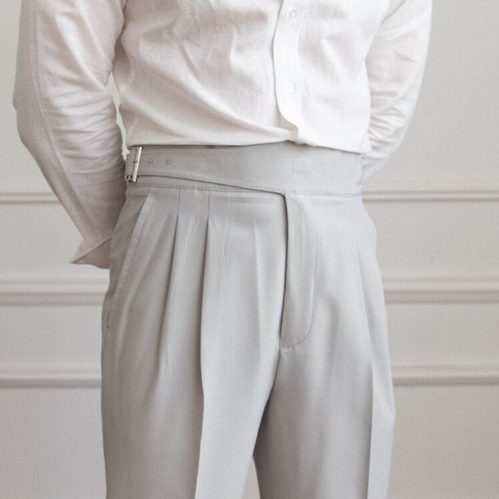 Stylish Loop Detail Trousers for Modern Silhouette, Comfortable Fit, Versatile for Casual and Semi-Formal Wear