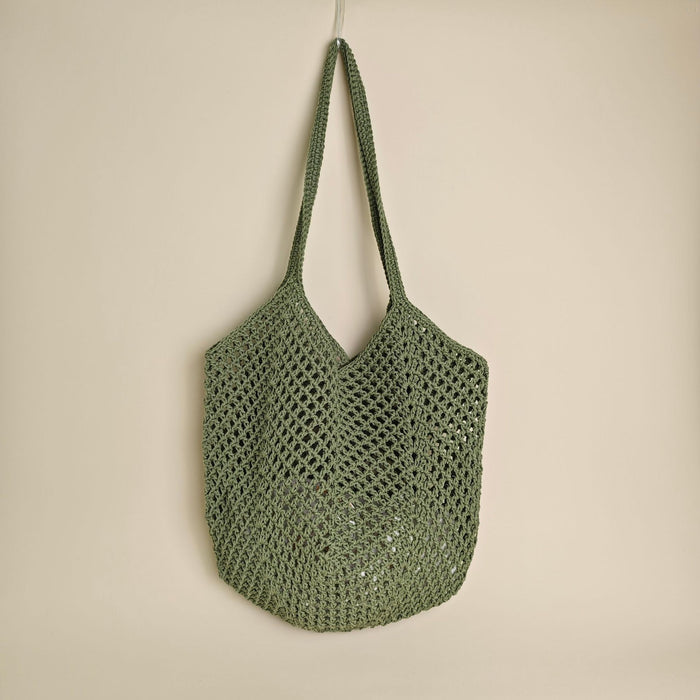 Breathable versatile women's tote bag - Hollow-out knit, knitted fabric, everyday use