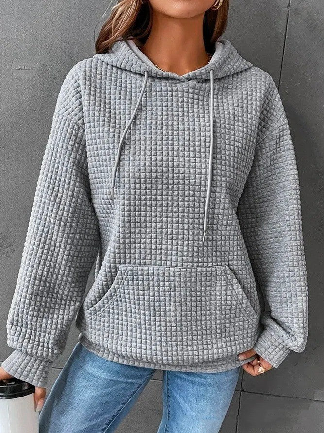 Soft Cozy Women’s Hoodie Jumper - Waffle Knit Layering