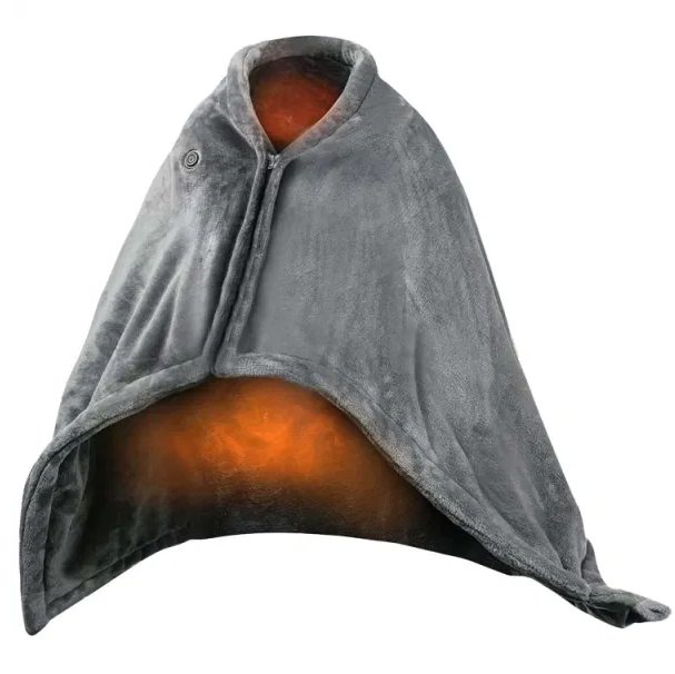 Plovena USB heated poncho shawl with front zip