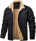 Warm Durable Men's Jacket - Trucker Cut, Sherpa Lined Cotton Canvas, For Fall And Winter