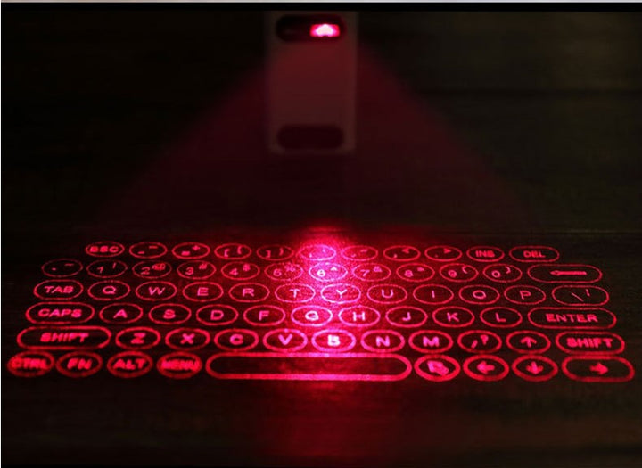 Laser projection keyboard on a desk