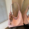 Oversized women's shoulder bag - casual tote with stitching lines, PU leather, travel