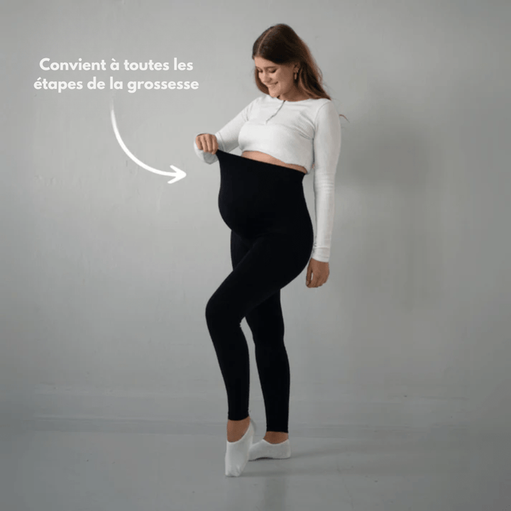 Comfortable Maternity Leggings with Supportive Stretch Belt for Pregnancy and Postpartum, Full-Length Yoga Trousers