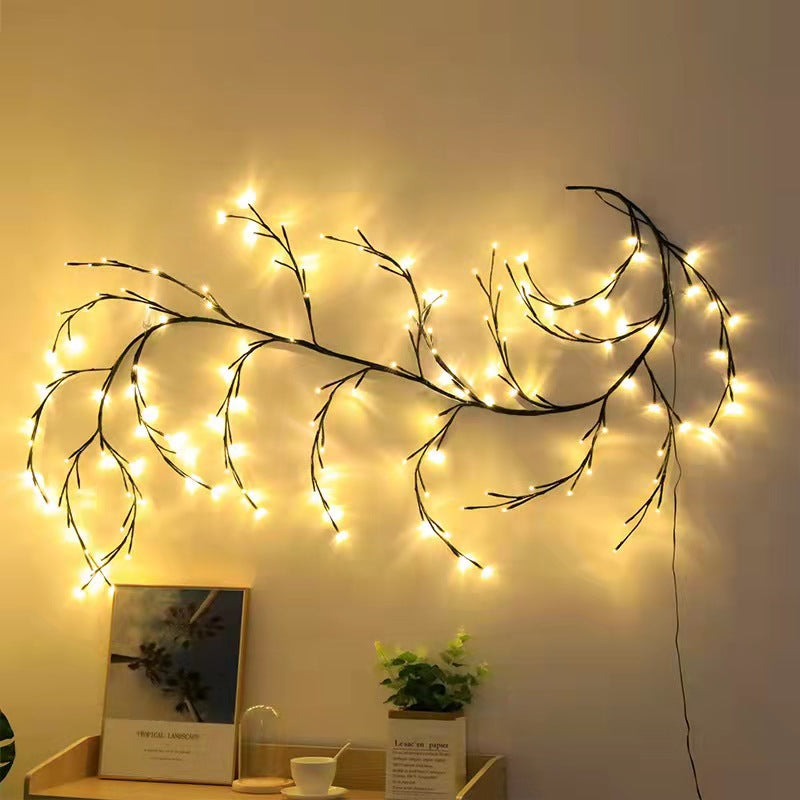 Willow vine LED lights over a mirror