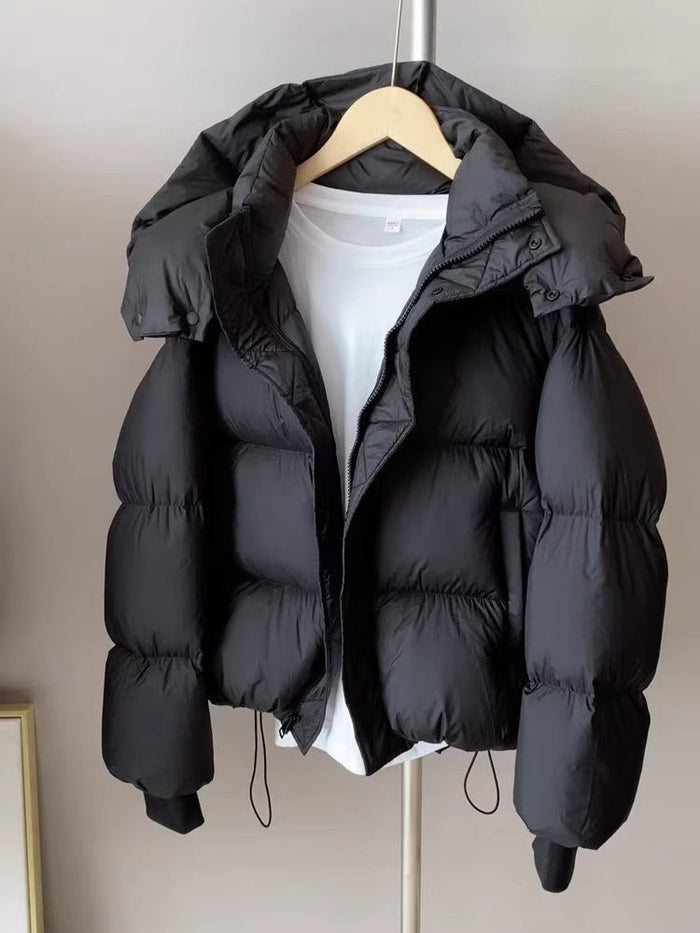 Warm Women's Puffer Jacket - Cropped, Cotton Padded, City