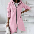Warm Relaxed Women's Long Hoodie - Zip Front, Knit, Autumn