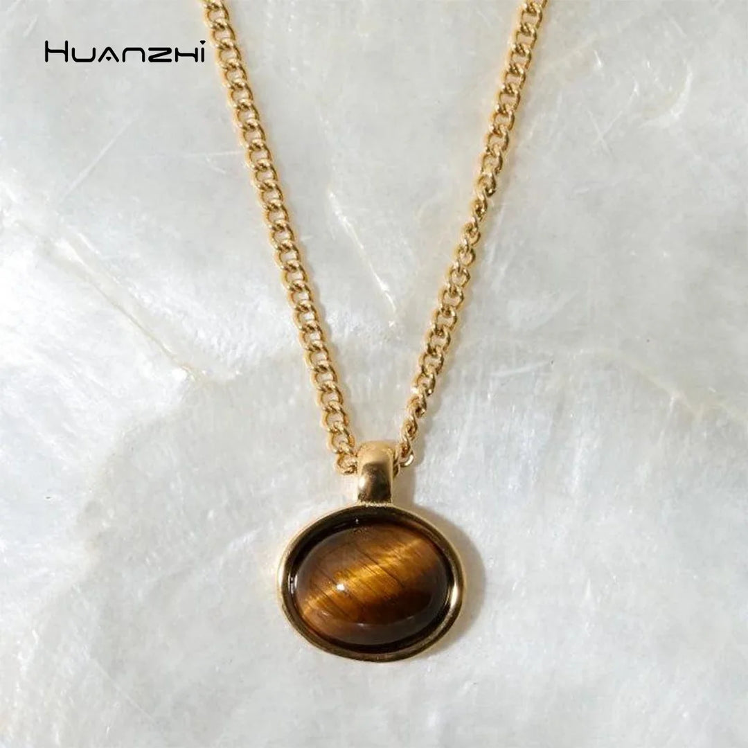 Layered Gold Tone Necklace Set With Resin Stone Pendants Boho Statement jewellery Gift Idea Fall 2026
