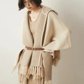 Lightweight Cozy Women's Poncho - Hooded Draped, Cashmere