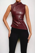 Breathable women's vegan leather top – fitted design, stylish, for festive occasions