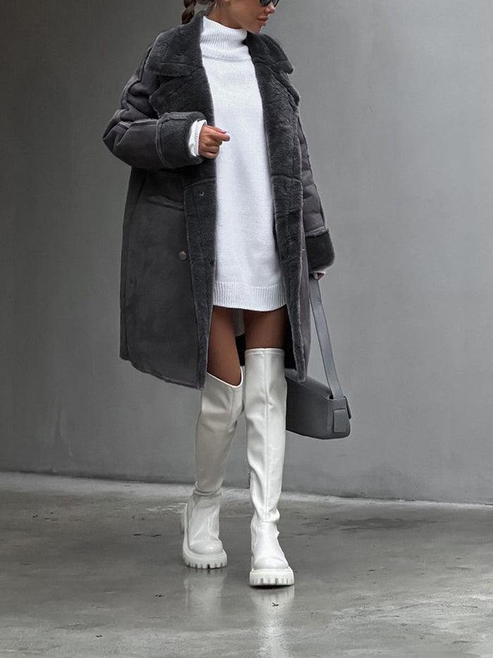 Insulating Women's Faux Fur Coat - Long Oversized, For Cold