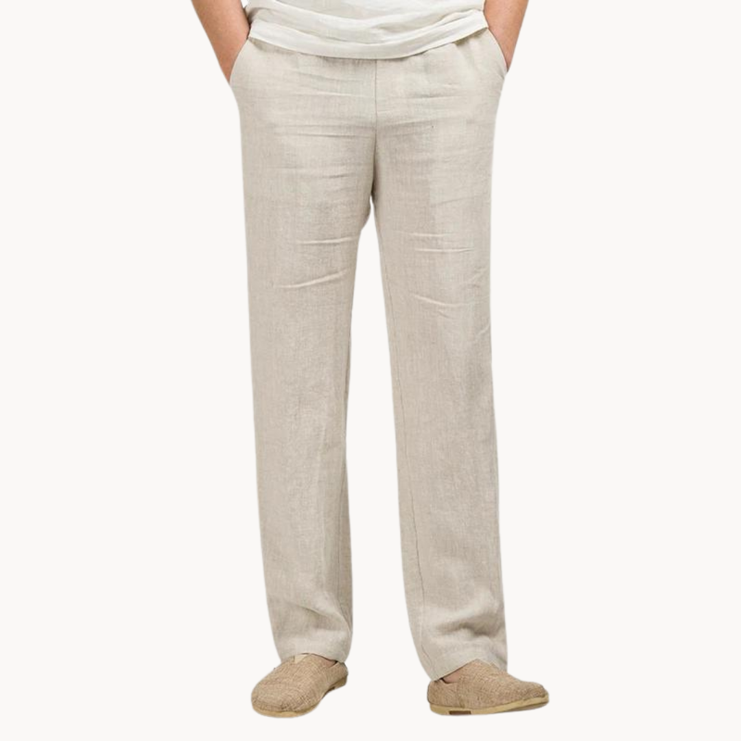 Linen Relaxed Trousers for Men and Women, Breathable Flax Cotton Blend, Lightweight Casual and Formal Wear