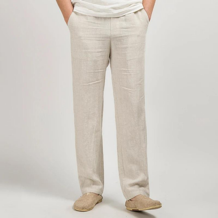 Linen Relaxed Trousers for Men and Women, Breathable Flax Cotton Blend, Lightweight Casual and Formal Wear