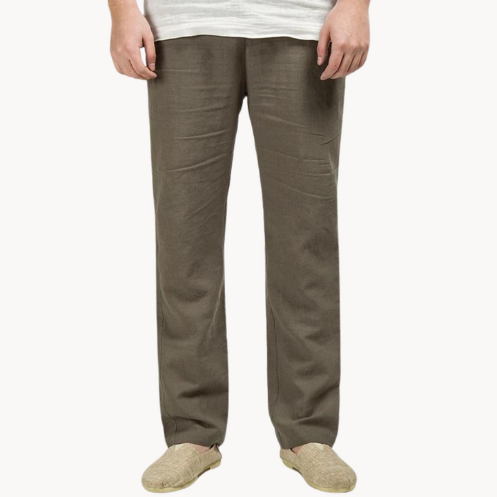 Linen Relaxed Trousers for Men and Women, Breathable Flax Cotton Blend, Lightweight Casual and Formal Wear