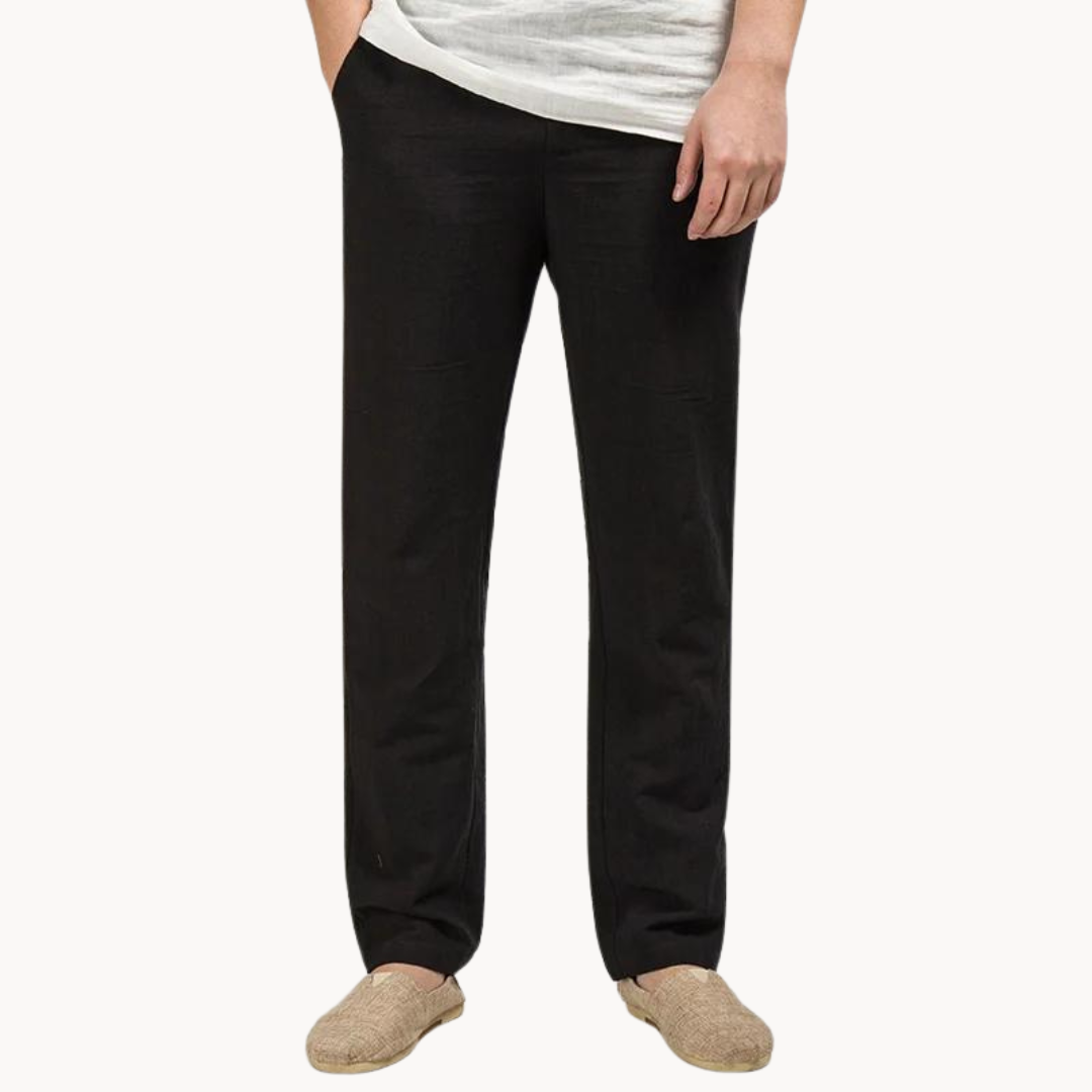 Linen Relaxed Trousers for Men and Women, Breathable Flax Cotton Blend, Lightweight Casual and Formal Wear