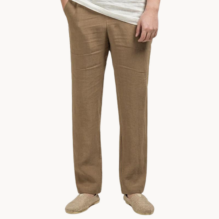 Linen Relaxed Trousers for Men and Women, Breathable Flax Cotton Blend, Lightweight Casual and Formal Wear