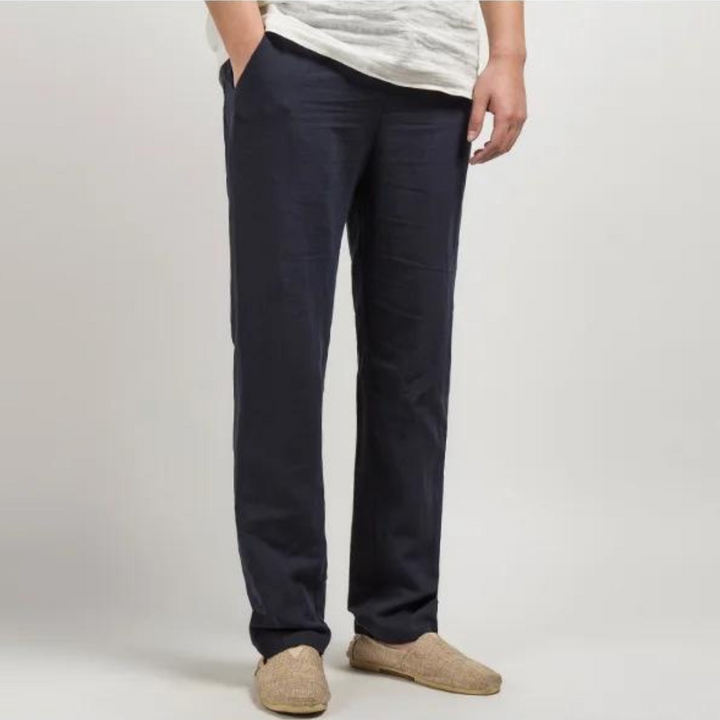 Linen Relaxed Trousers for Men and Women, Breathable Flax Cotton Blend, Lightweight Casual and Formal Wear