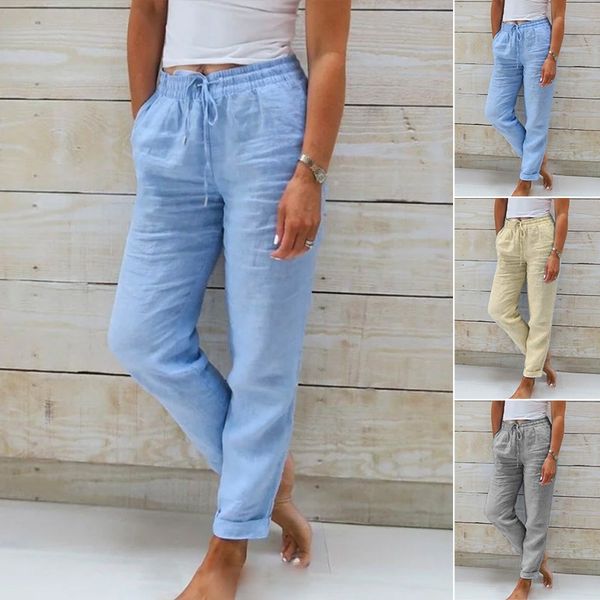 Breathable women’s linen Trousers – elastic waistband, high-quality fabric, for every occasion