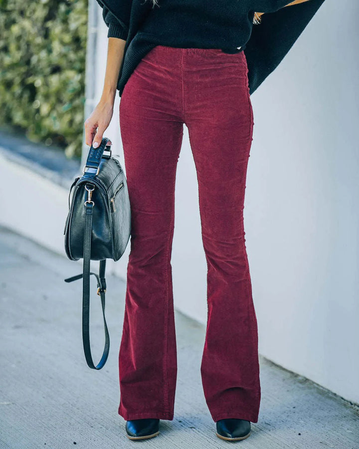 Comfortable women’s flared Trousers – high-waisted, soft fabric, for summer