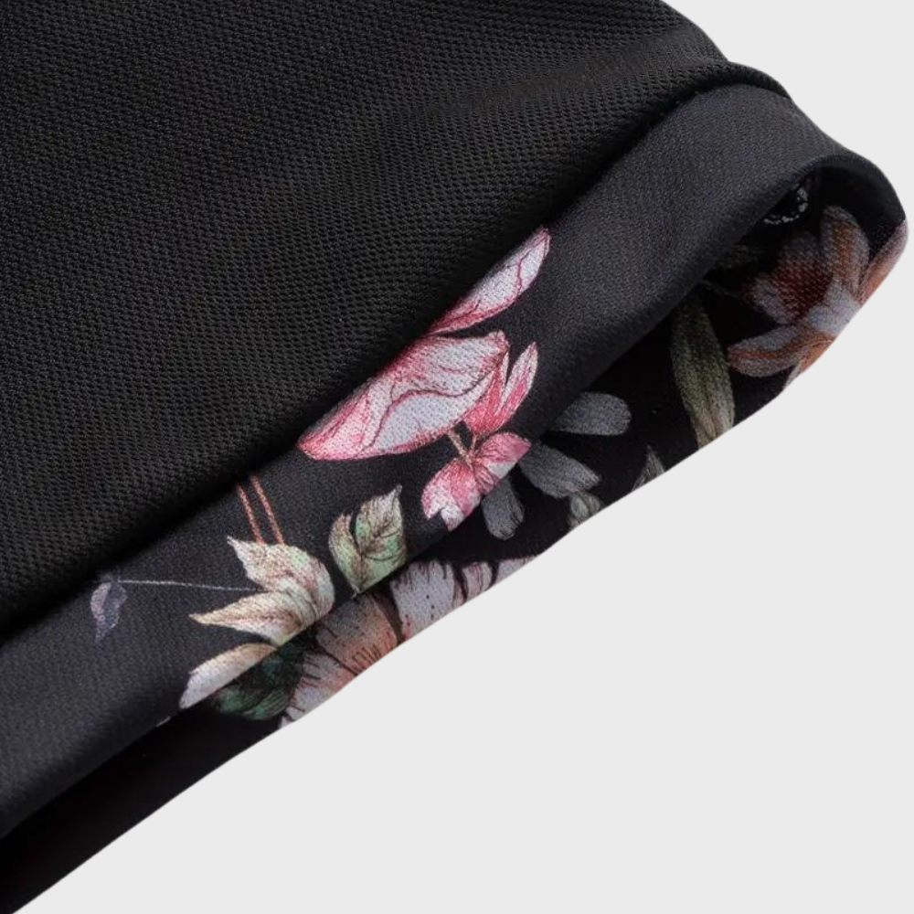 Breathable men’s polo shirt – floral design, polyester, for casual days