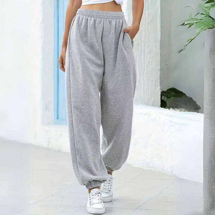 Breathable women's jogger Trousers – high-waisted, soft polyester, for casual wear