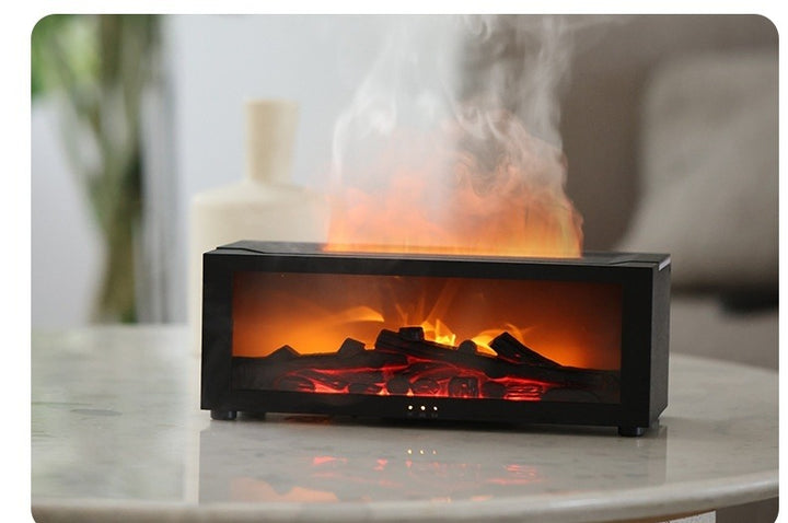 Black fireplace diffuser with flame mist
