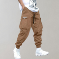 Relaxed Fit Black Cargo Trousers for Men, Breathable and Flexible Casual Trousers with Functional Pockets