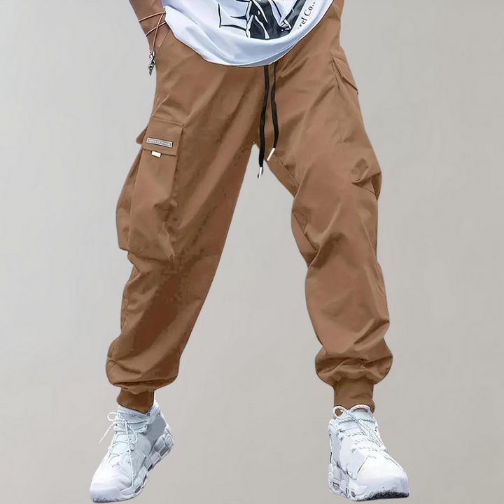 Relaxed Fit Black Cargo Trousers for Men, Breathable and Flexible Casual Trousers with Functional Pockets
