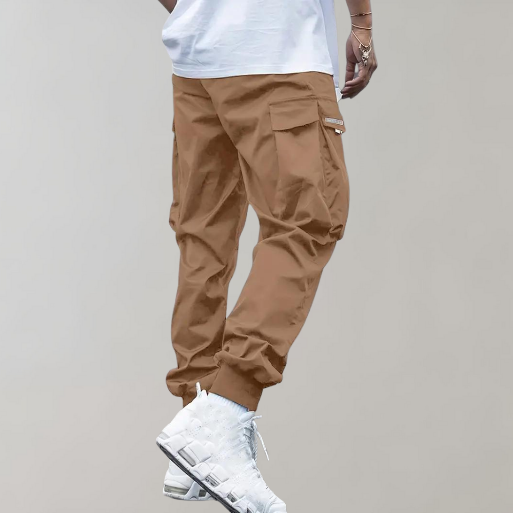 Relaxed Fit Black Cargo Trousers for Men, Breathable and Flexible Casual Trousers with Functional Pockets
