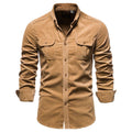 Men's Ribbed Velvet Shirt, Comfortable Relaxed Fit, Versatile Style for Casual or Formal Wear