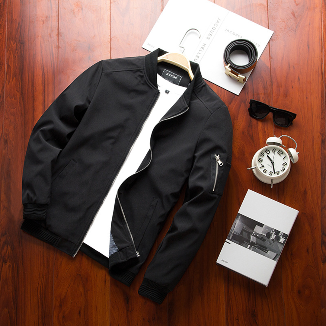 Lightweight Mens Bomber Jacket - Waist Length, Cotton Blend