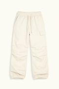 White Cargo Trousers for Women with Adjustable Waistband and Functional Pockets, Modern Utilitarian Style