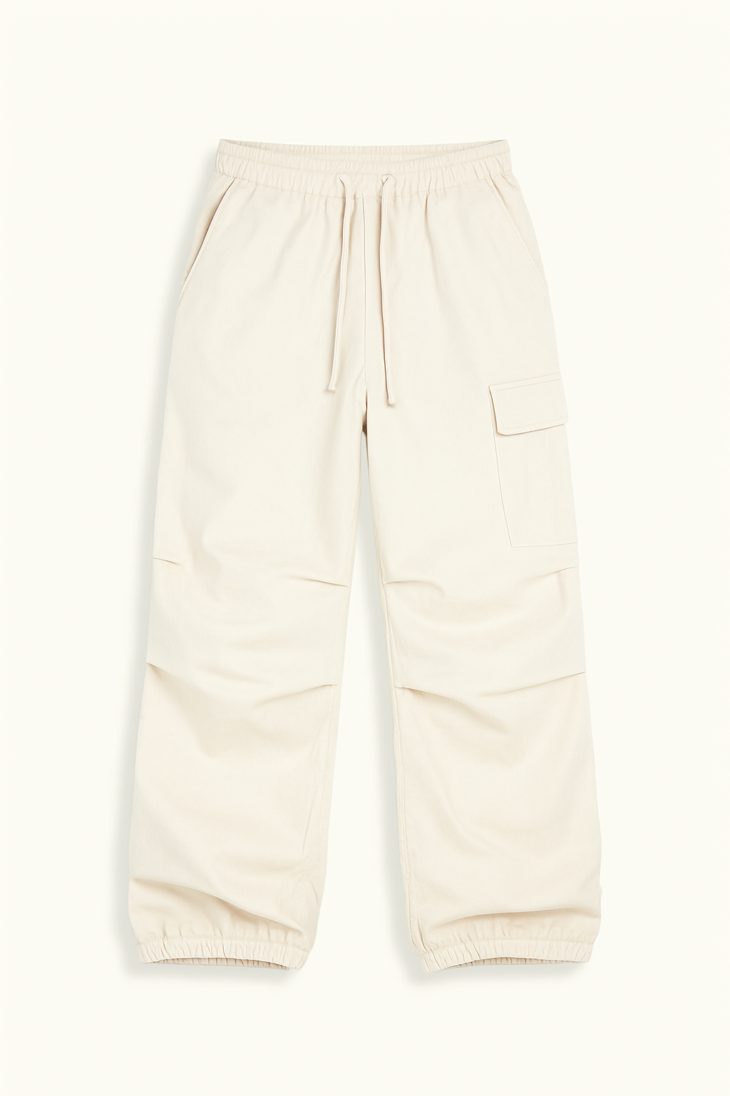 White Cargo Trousers for Women with Adjustable Waistband and Functional Pockets, Modern Utilitarian Style