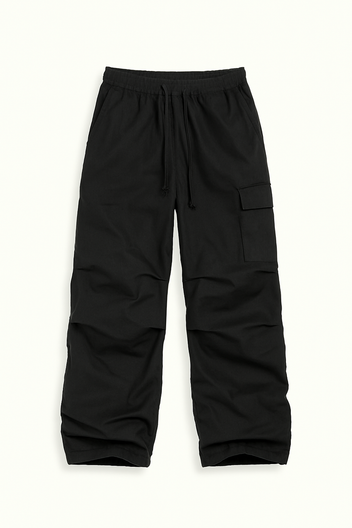 Black Cargo Trousers for Women with Adjustable Waist, Multiple Pockets, and Relaxed Fit for Versatile Styling