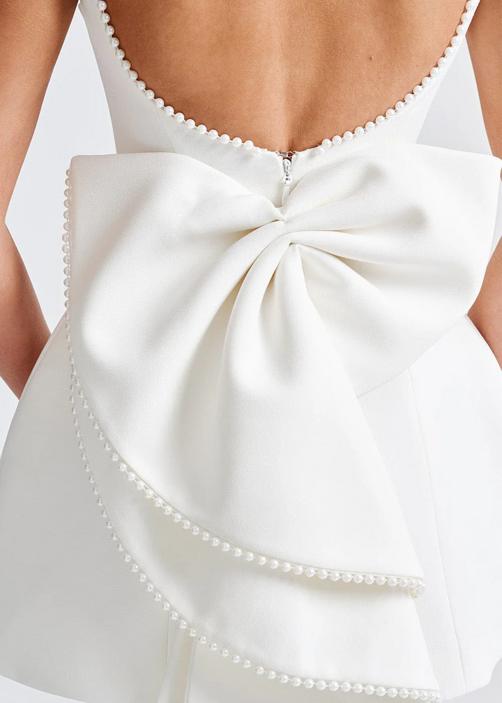 Elegant Pearl Mini Cocktail Dress with Flattering Fit for Formal Occasions and Special Events