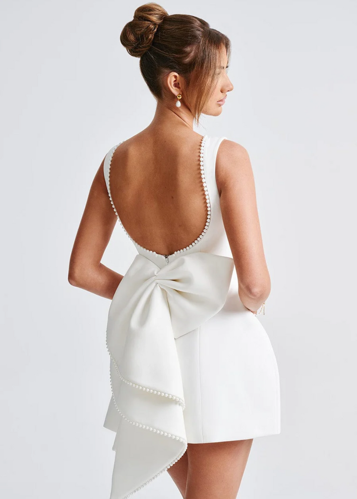 Elegant Pearl Mini Cocktail Dress with Flattering Fit for Formal Occasions and Special Events