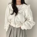 Oversized Cozy Women Zip Hoodie - Relaxed Cropped Cotton