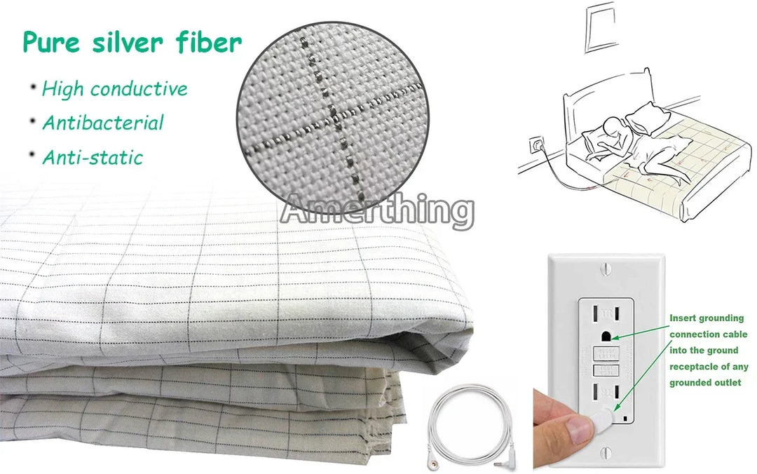 Earthing Silver Fiber Fitted Sheet Anti Static Grounding