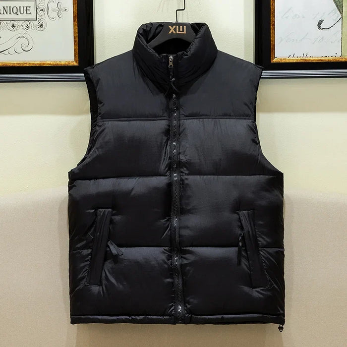 Warm Men's Puffer Vest - Sleeveless Quilted Down, Winter