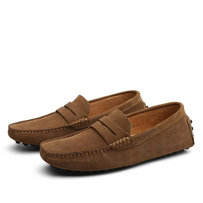 Classic Men's Moccasins, Lightweight Slip-On Suede Shoes with Durable Sole for Office and Casual Wear