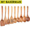 Natural Teak Wooden Kitchen Utensil Set – Eco-Friendly Cooking Spoons Non-Stick Safe 2026