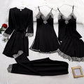 Silk Pajamas Set for Women, Adjustable Straps, Elegant Lace Design, Soft and Comfortable Sleepwear, Breathable Satin Fabric