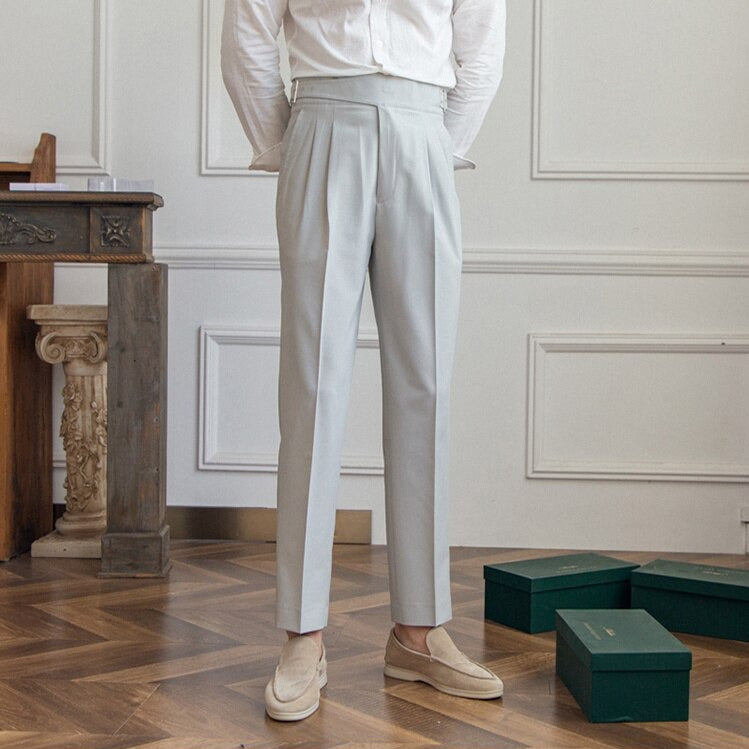 Stylish Loop Detail Trousers for Modern Silhouette, Comfortable Fit, Versatile for Casual and Semi-Formal Wear