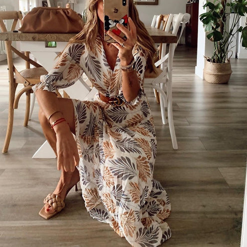 Summer Long Dress for Women, Unique Pattern, Comfortable Fit, Lightweight Fabric for Casual and Formal Summer Events
