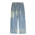 Flame Print Jeans for Men and Women, Stylish Denim with Bold Flame Designs, Available in Various Fits and colours
