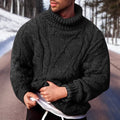 Warm Men's Cable Knit Jumper - Oversized Turtleneck Winter
