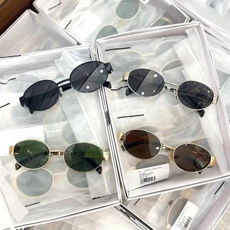 Lightweight women’s oval sunglasses – metal frame, UV400 protection, for everyday wear