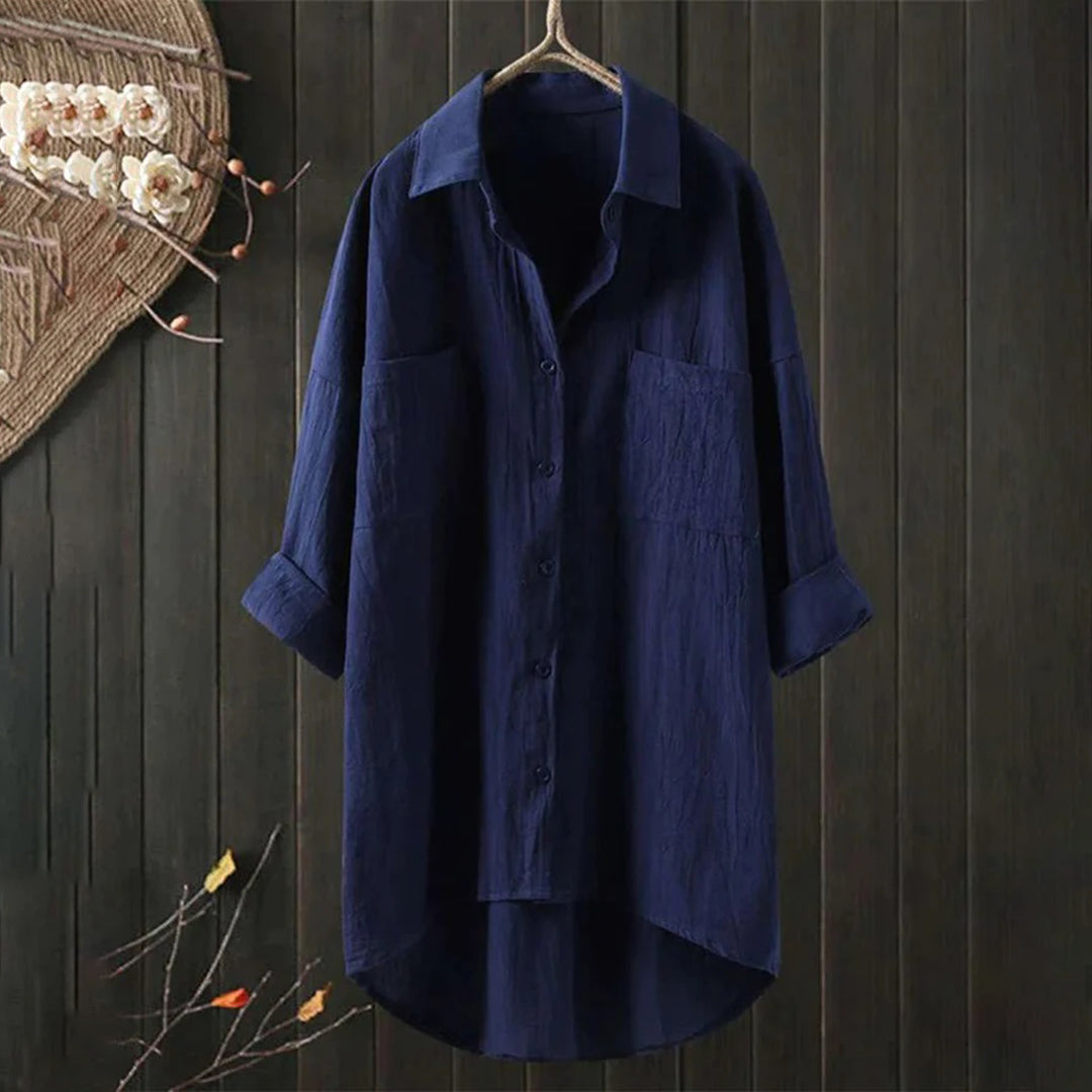 Elegant Loose Fit Button Down Shirt for Women - Stylish Blouse for Work and Casual Wear