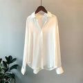 Lightweight women's blouse – long sleeve, satin blend, for versatile occasions